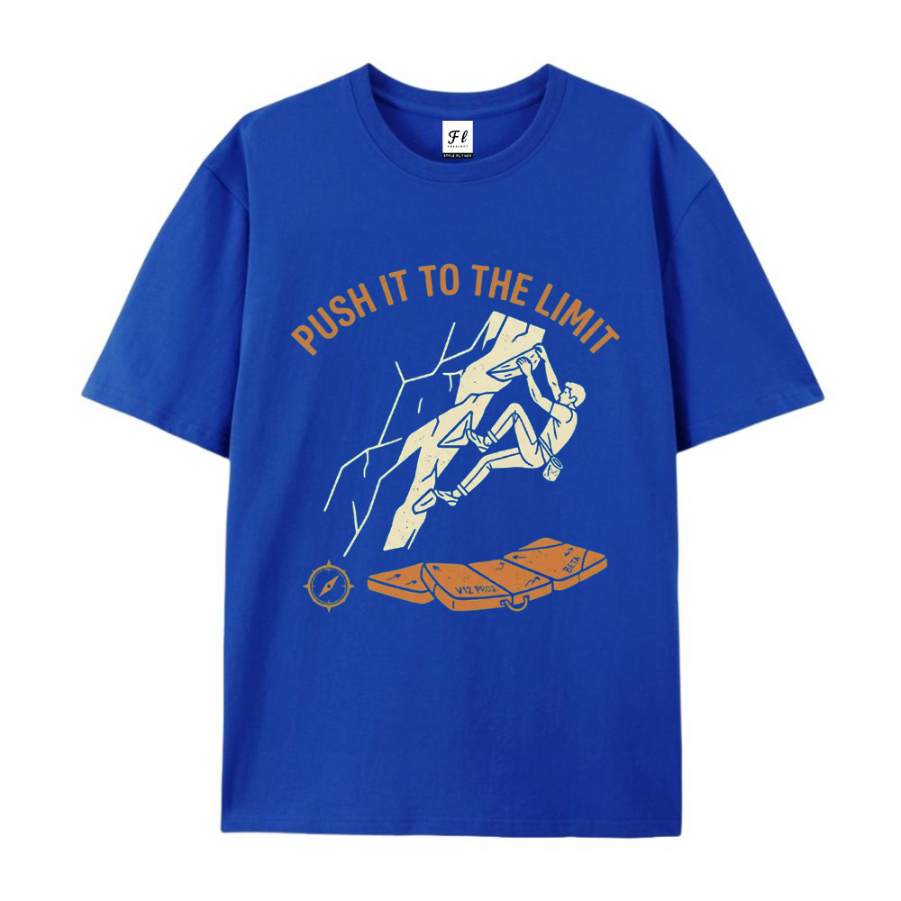 Outdoor Youth Adventure - Men Climbing Graphic T Shirt Blue